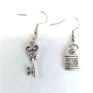 Handmade Lock and Key Earrings